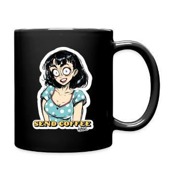 Coffee Anime Girl Aufkleber schicken - Tasse einfarbig - Schwarz - Rechts