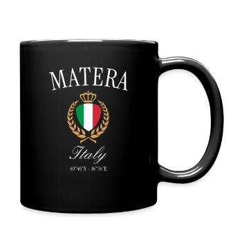 Matera Italien Wappen Krone – Reise Souvenir - Tasse einfarbig - Schwarz - Rechts