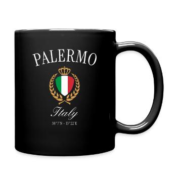 Palermo Italien Wappen Krone – Reise Souvenir - Tasse einfarbig - Schwarz - Rechts