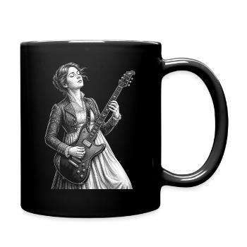 Jane Austen spielt Gitarre - Tasse einfarbig - Schwarz - Rechts