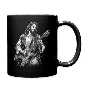 Jesus Christ spielt Gitarre - Tasse einfarbig - Schwarz - Rechts