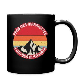 Montagnes Crépuscule Retro Marmotte - Mug uni - noir - Droite