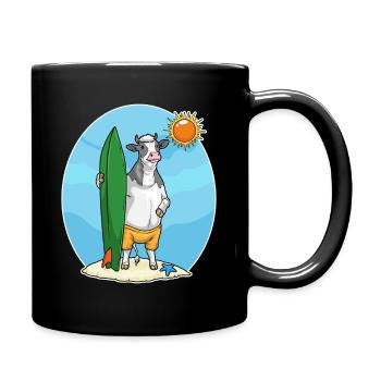 Cow Beach Surfboard Summer - Full Colour Mug - black - Right