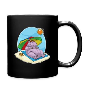 Hippopotamus Beach Parasol Summer - Full Colour Mug - black - Right