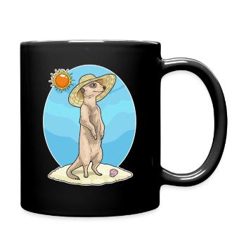 Erdmännchen Strand Strohhut Sommer - Tasse einfarbig - Schwarz - Rechts