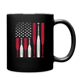 Drapeau américain fabriqué à partir de battes de baseball - Mug uni - noir - Droite