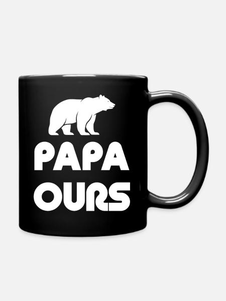 Papa Bear Silhouette - Full Colour Mug - black
