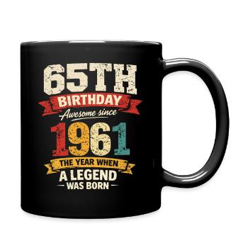 65 Year Old Birthday Legend 1961 - Vintage - Full Colour Mug - black - Right