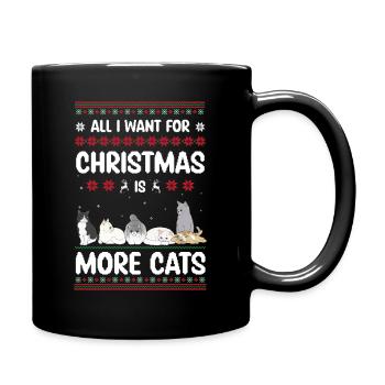 Christmas Katzen Ugly Christmas Sweater Geschenk  - Tasse einfarbig - Schwarz - Rechts