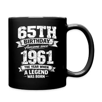 65th Birthday 1961 Legend Vintage Design - Full Colour Mug - black - Right