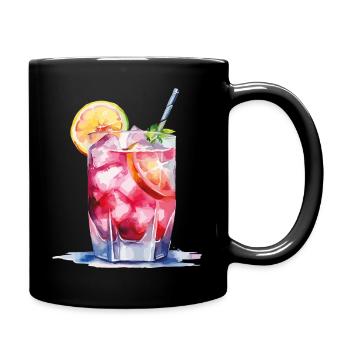 Tropischer Cocktail Aquarell-Glas - Tasse einfarbig - Schwarz - Rechts