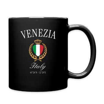 Venedig Italien Wappen Krone – Reise Souvenir - Tasse einfarbig - Schwarz - Rechts