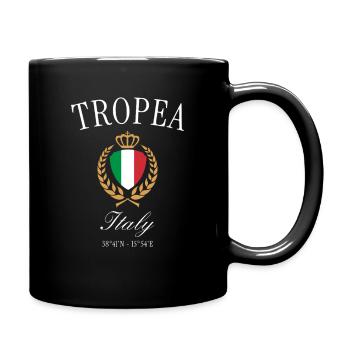 Tropea Italien Wappen Krone – Reise Souvenir - Tasse einfarbig - Schwarz - Rechts