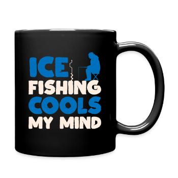 Winter Angling Cools My Mind Frozen Lake Art - Full Colour Mug - black - Right