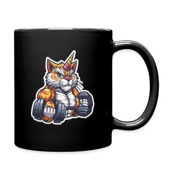 Licorne Chat Culturiste pour Gym Men Fitness - Mug uni - noir - Droite