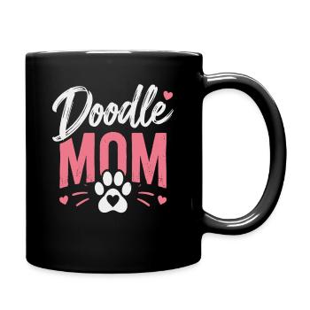 Doodle Mom Pfotenherz - Tasse einfarbig - Schwarz - Rechts