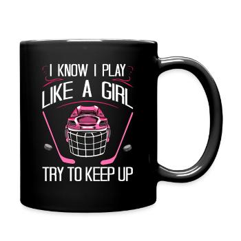 Joue comme une fille Pink Hockey - Mug uni - noir - Droite