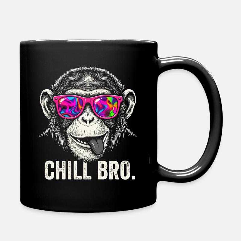 Vibrant Monkey with Neon Sunglasses - Full Colour Mug - black