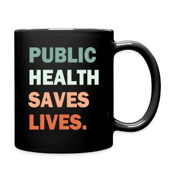 Public Health rettet Leben Gradiententypografie - Tasse einfarbig - Schwarz - Rechts