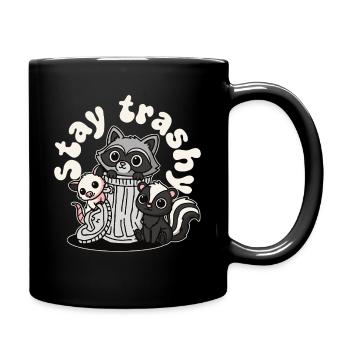 Stay Trashy Waschbär Opossum Stinktier - Tasse einfarbig - Schwarz - Rechts