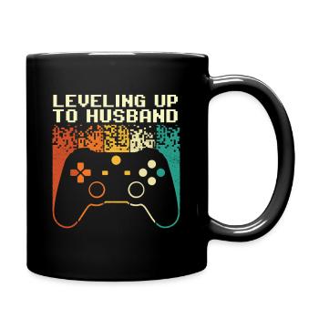Leveling Up To Husband Gamer Bachelor Party - Full Colour Mug - black - Right
