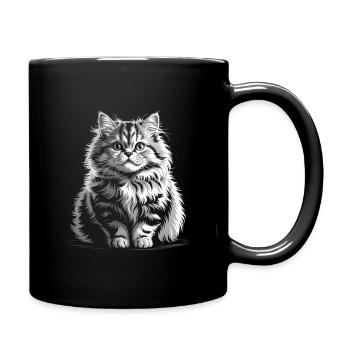 Katze - Tasse einfarbig - Schwarz - Rechts