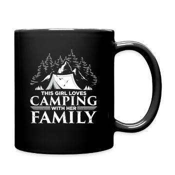 camper camping frau mädchen zelten zelt - Tasse einfarbig - Schwarz - Rechts