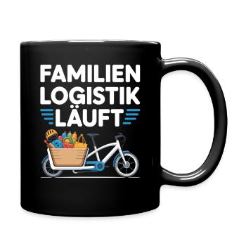 Familienlogistik Läuft Lastenrad - Tasse einfarbig - Schwarz - Rechts