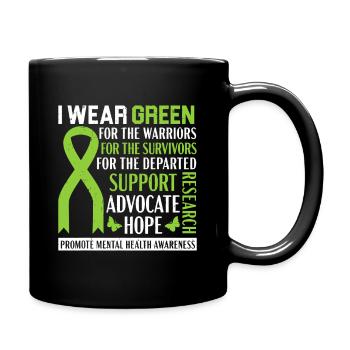 Green Ribbon Hope for Warriors and Survivors - Full Colour Mug - black - Right