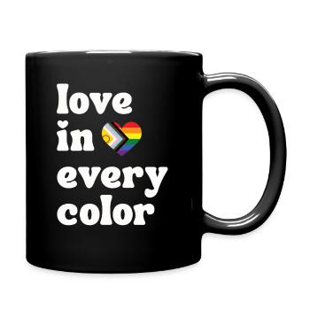Love in every Color Pride LGBTQIA Regenbogen Herz - Tasse einfarbig - Schwarz - Rechts