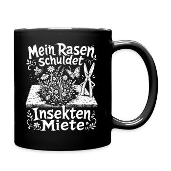 Wilde Wiese gegen Einheitsrasen - Tasse einfarbig - Schwarz - Rechts