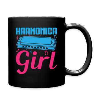 Funny Harmonica Player Girl Harmonica - Tasse einfarbig - Schwarz - Rechts