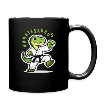 Karatesaurus Dinosaur T-Rex Karate Kids - Full Colour Mug - black - Right