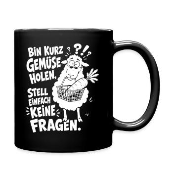 Verwirrtes Schaf trägt den Einkaufskorb - Tasse einfarbig - Schwarz - Rechts