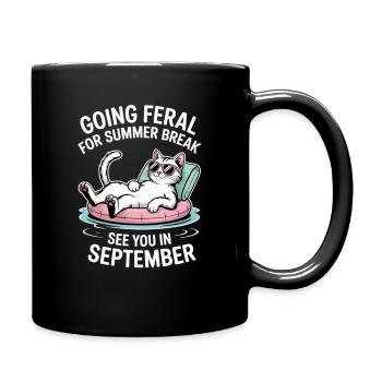 Funny Cat Summer Break Going Feral Teacher - Full Colour Mug - black - Right