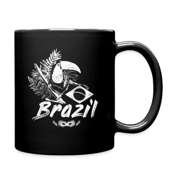 Brasilien Vintage Tukan mit Flagge und Samba Maske - Tasse einfarbig - Schwarz - Rechts