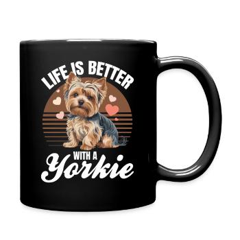 Yorkshire Terrier Yorkie Dog Breed - Full Colour Mug - black - Right