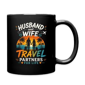 Husband and Wife Travel Partners - Tasse einfarbig - Schwarz - Rechts