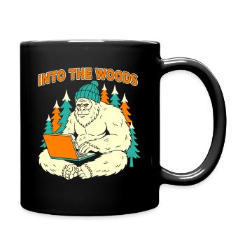 Sasquatch Laptop in the Woods - Full Colour Mug - black - Right