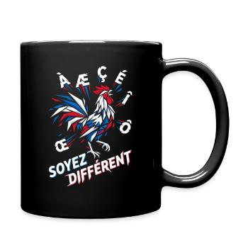 Coq Gaulois & Lettres Françaises Soyez Différent - Mug uni - noir - Droite