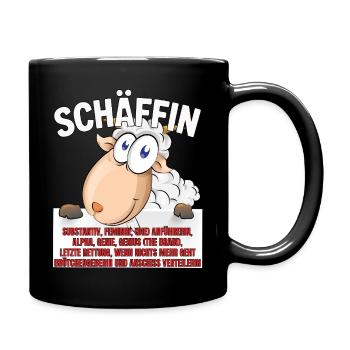 Schäffin - Alpha Schaf mit Sonnenbrille - Tasse einfarbig - Schwarz - Rechts