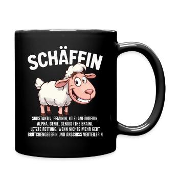 Schäffin - Alpha Schaf mit Sonnenbrille - Tasse einfarbig - Schwarz - Rechts