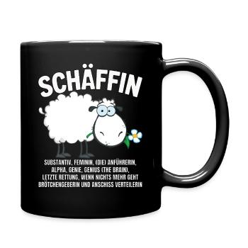 Schäffin - Alpha Schaf mit Sonnenbrille - Tasse einfarbig - Schwarz - Rechts