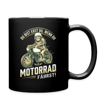 Lustiger Affe Motorrad Biker Spruch Retro - Tasse einfarbig - Schwarz - Rechts