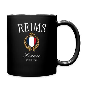 Reims Frankreich Wappen Krone – Reise Souvenir - Tasse einfarbig - Schwarz - Rechts