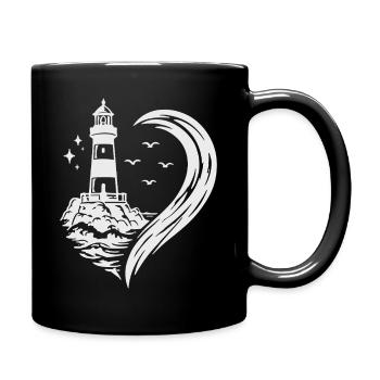 Heart Lighthouse Sea Maritime Coast Holidays - Full Colour Mug - black - Right