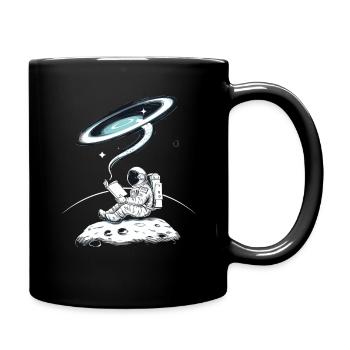  Lesender Astronaut Im Weltraum Auf Dem Mond Mit - Tasse einfarbig - Schwarz - Rechts