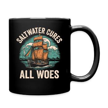 Saltwater Cures All Woes Captain Sail Sailor - Tasse einfarbig - Schwarz - Rechts