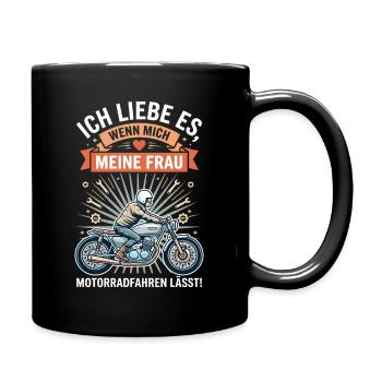 Motorradfahrer Ehemann Lustiger Spruch Biker - Tasse einfarbig - Schwarz - Rechts