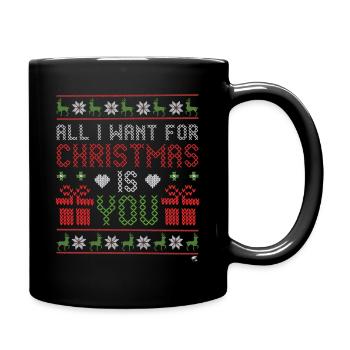 Illustration de point de croix de Noël avec inscription - Mug uni - noir - Droite